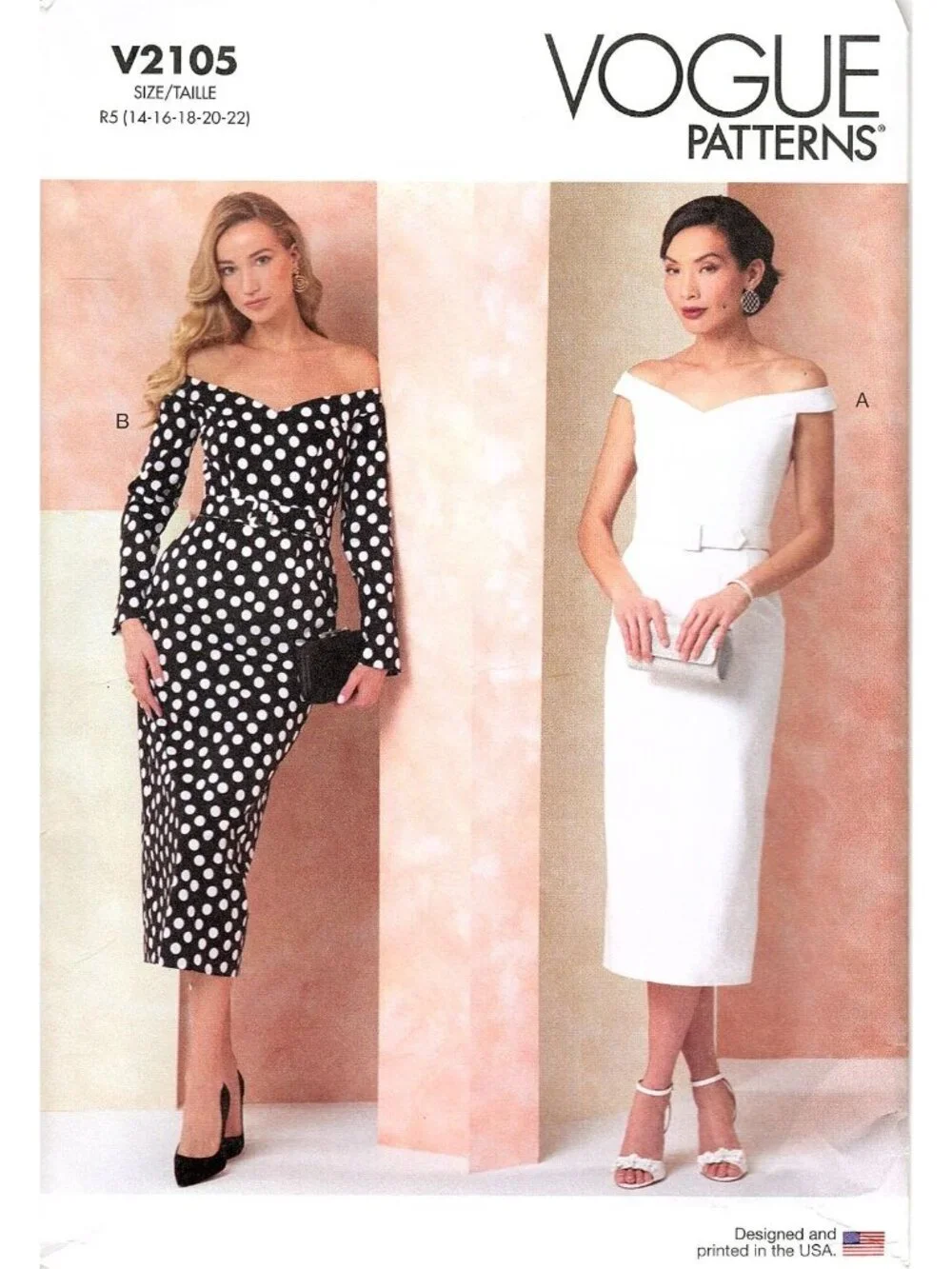 Vogue V2105 Misses and Petite 14 to 22 Off-Shoulder Dress Uncut Sewing Pattern